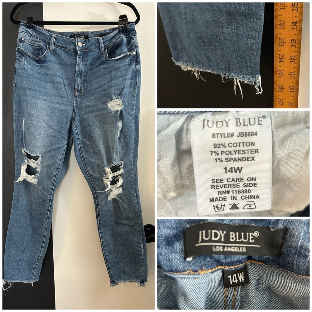 Judy Blue 14w Distressed Skinny Jeans 25” inseam Style 8884
